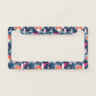 Elegant Blue Hibiscus Floral Pattern (1) License Plate Frame