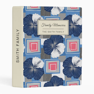Elegant Blue Hibiscus Floral Pattern (3) Mini Binder