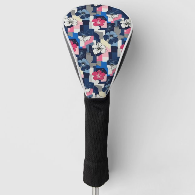 Elegant Blue Hibiscus Floral Pattern (4) Golf Head Cover (Front)