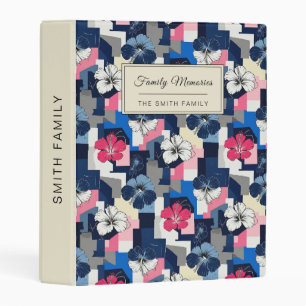 Elegant Blue Hibiscus Floral Pattern (4) Mini Binder