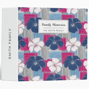 Elegant Blue Hibiscus Floral Pattern (5) 3 Ring Binder