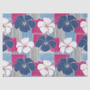 Elegant Blue Hibiscus Floral Pattern (5) Tissue Paper