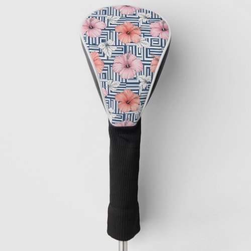 Elegant Blue Hibiscus Floral Pattern (6) Golf Head Cover