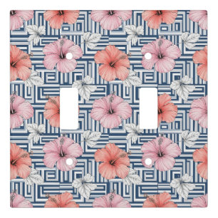 Elegant Blue Hibiscus Floral Pattern (6) Light Switch Cover