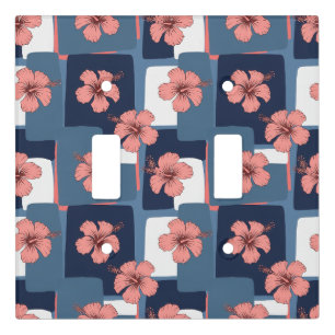 Elegant Blue Hibiscus Floral Pattern (8) Light Switch Cover