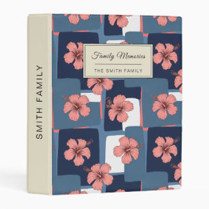 Elegant Blue Hibiscus Floral Pattern (8) Mini Binder