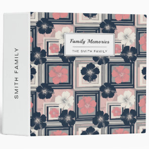 Elegant Blue Hibiscus Floral Pattern (9) 3 Ring Binder