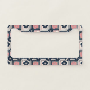 Elegant Blue Hibiscus Floral Pattern (9) License Plate Frame