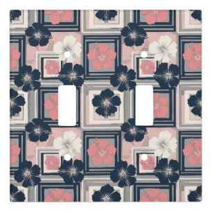 Elegant Blue Hibiscus Floral Pattern (9) Light Switch Cover