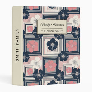 Elegant Blue Hibiscus Floral Pattern (9) Mini Binder