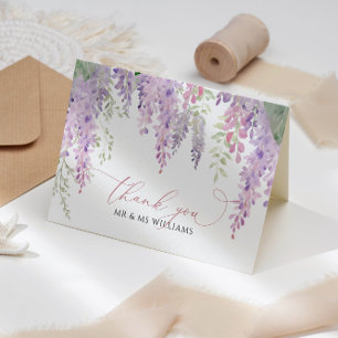 Elegant Blue Hidrangea & Rose Wedding Thank You Card
