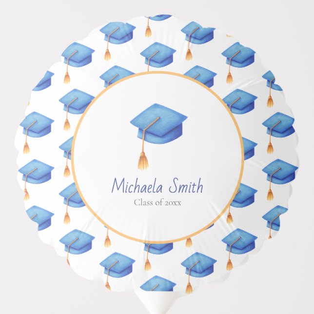 Elegant Blue High School Graduation  Balloon (Front)