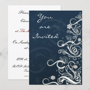 elegant blue Holiday party Invitation