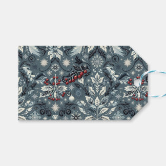 Elegant Blue Holiday Vine and Snowflake  Gift Tags