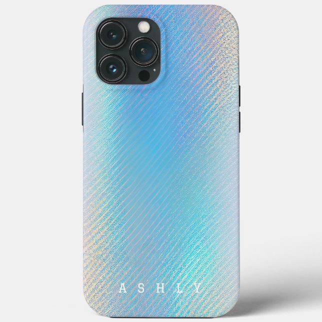 Elegant Blue Holographic Gradient iPhone Case (Back)
