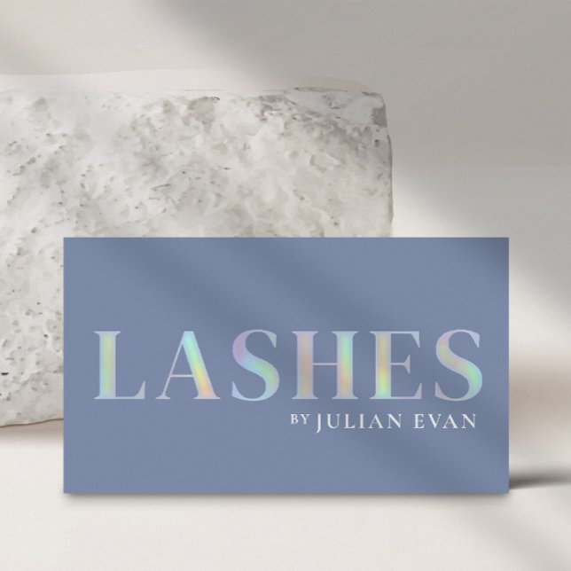 Elegant Blue Holographic Lash Technician Business Card (Creator Uploaded)