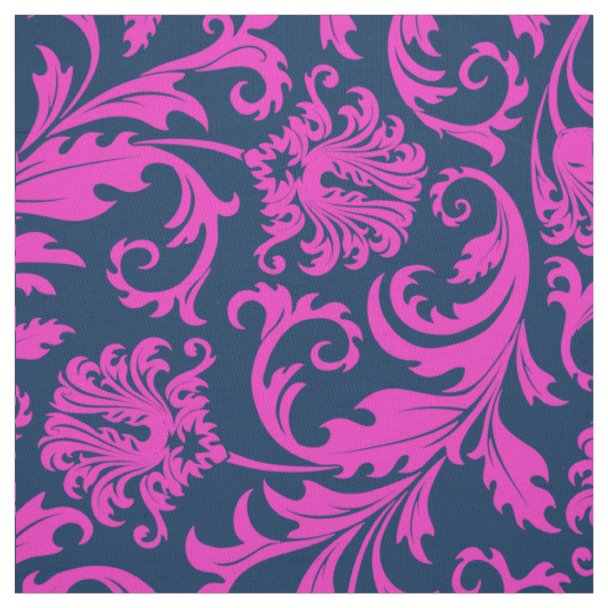 Hot Pink and Navy Blue Fashion Plaid Fabric | Zazzle