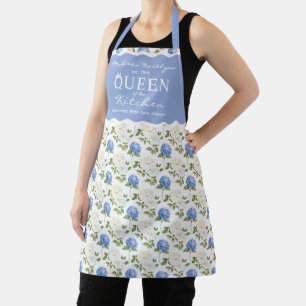 Elegant Blue Hydragea Flowers Pattern Apron