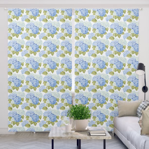 Elegant Blue Hydragea Flowers Pattern  Blackout Curtains