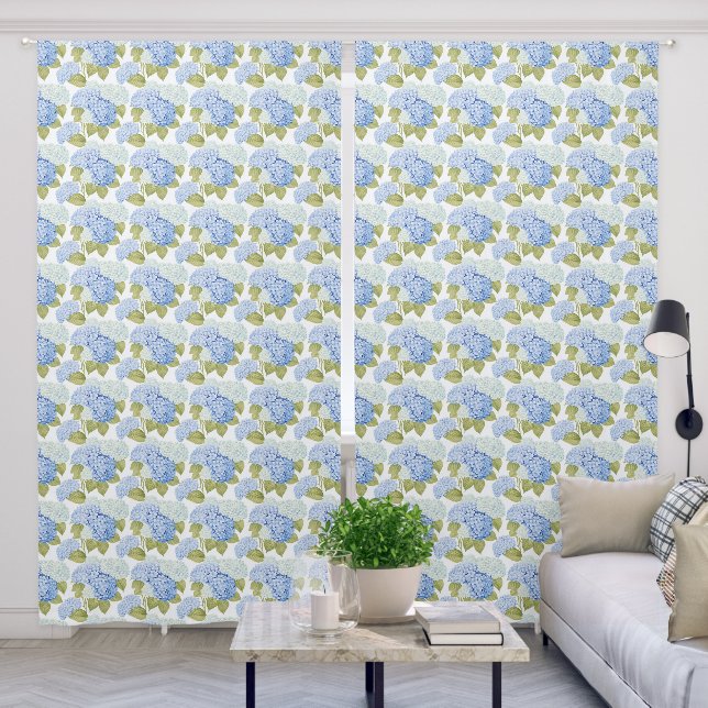 Elegant Blue Hydragea Flowers Pattern  Blackout Curtains (Living Room)