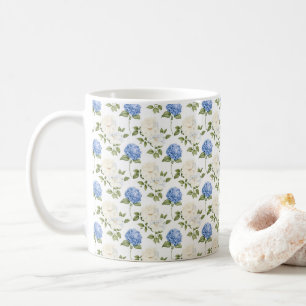 Elegant Blue Hydragea Flowers Pattern  Coffee Mug