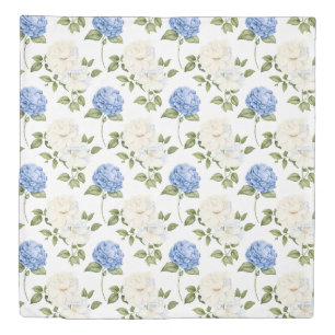 Elegant Blue Hydragea Flowers Pattern Duvet Cover