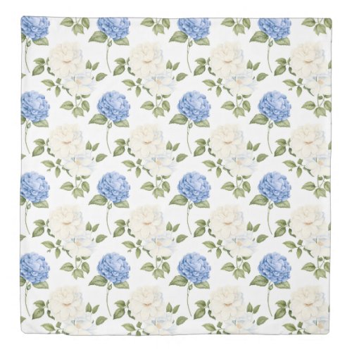 Elegant Blue Hydragea Flowers Pattern 