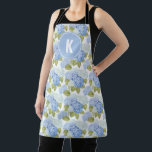 Elegant Blue Hydragea Flowers Pattern Monogram Apron<br><div class="desc">Cook in style with the Elegant Blue Hydrangea Flowers Pattern Monogram Apron. Featuring a beautiful blue hydrangea floral design, this apron brings a sophisticated and charming touch to your kitchen. The personalized monogram adds a unique and elegant detail, making it perfect for home chefs, bakers, and entertainers. Whether you're preparing...</div>