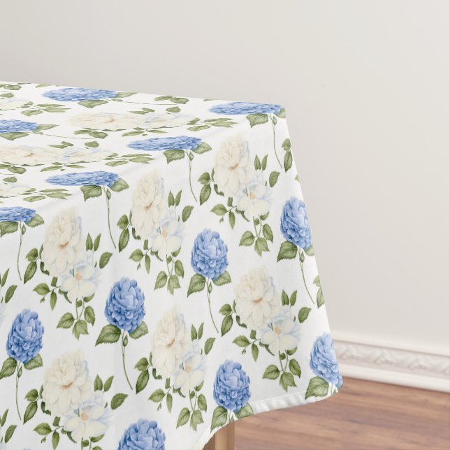 Elegant Blue Hydragea Flowers Pattern  Tablecloth (In Situ)