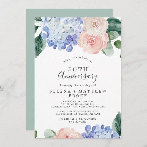 Elegant Blue Hydrangea 50th Wedding Anniversary