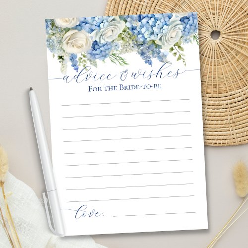 Elegant Blue Hydrangea Advice and Wishes Card