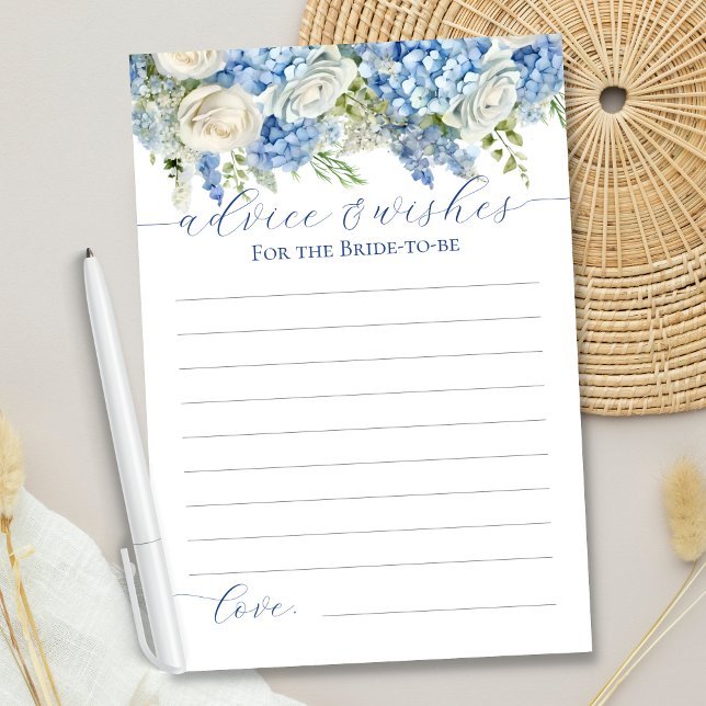 Elegant Blue Hydrangea Advice and Wishes Card (Creator Uploaded)