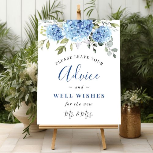 Elegant Blue Hydrangea Advice  Wishes Wedding Poster