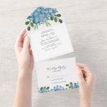 Elegant Blue Hydrangea All In One Wedding Invite at Zazzle