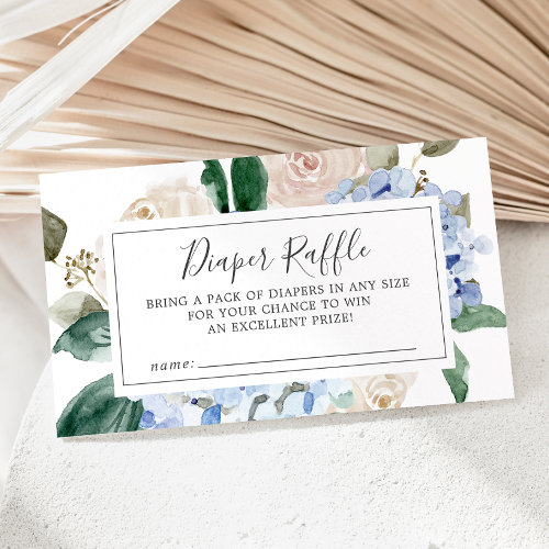 Elegant Blue Hydrangea Baby Shower Diaper Raffle