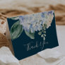Elegant Blue Hydrangea | Blank Navy Thank You Card