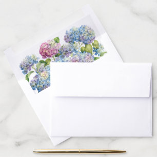 Elegant Blue Hydrangea Blossoms Floral Envelope Liner