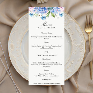 Elegant Blue Hydrangea Border Wedding Paper Menu