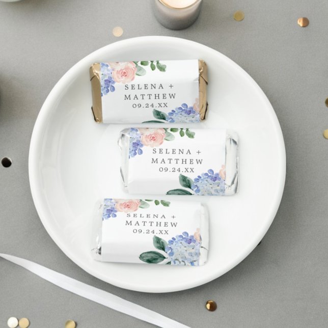 Elegant Blue Hydrangea Botanical Floral Wedding Hershey's Miniatures (Elegant Blue Hydrangea Botanical Floral Wedding Hershey's Miniatures)