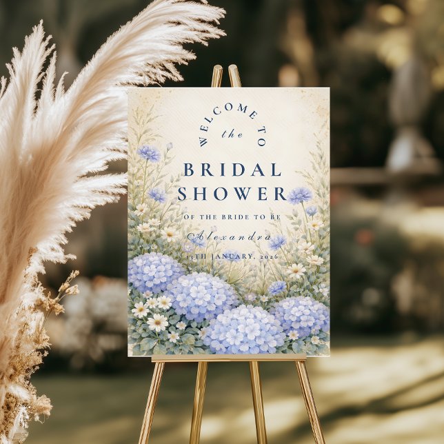 Elegant Blue Hydrangea Bridal Shower Foam Board (Creator Uploaded)