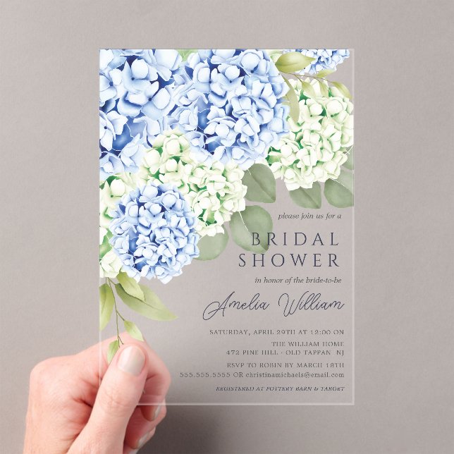 Elegant Blue Hydrangea Bridal Shower Invitation (Insitu (Handheld))