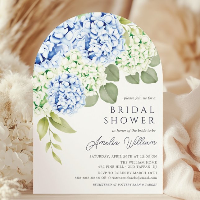 Elegant Blue Hydrangea Bridal Shower Invitation (Creator Uploaded)