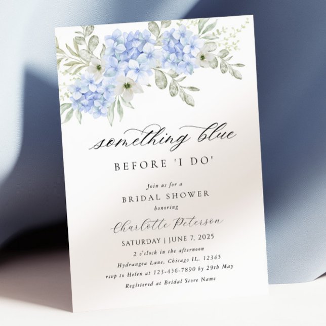 Elegant Blue Hydrangea Bridal Shower Invitation (Creator Uploaded)