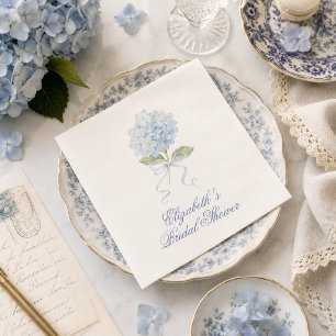 Elegant Blue Hydrangea Bridal Shower Napkins