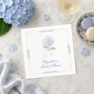 Elegant Blue Hydrangea Bridal Shower Napkins