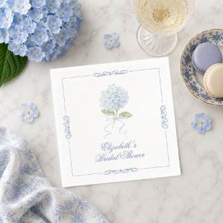 Elegant Blue Hydrangea Bridal Shower Napkins