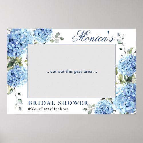 Elegant Blue Hydrangea Bridal Shower Photo Prop Poster