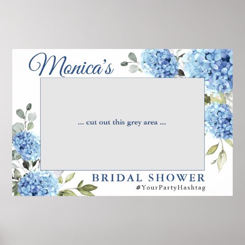 Elegant Blue Hydrangea Bridal Shower Photo Prop Poster