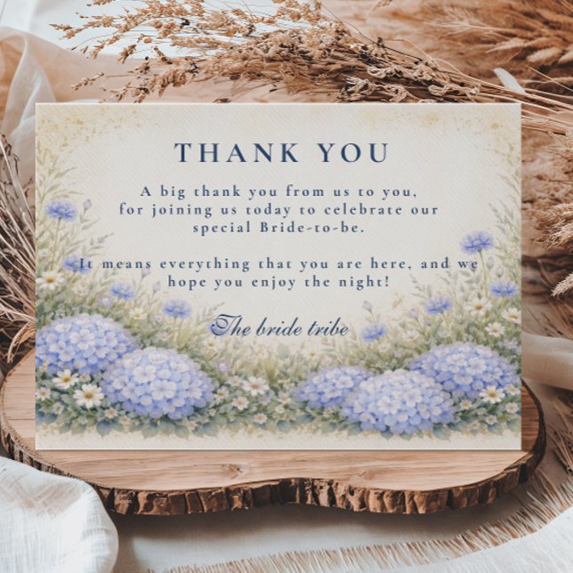 Elegant Blue Hydrangea Bridal Shower Thank You Card (Creator Uploaded)