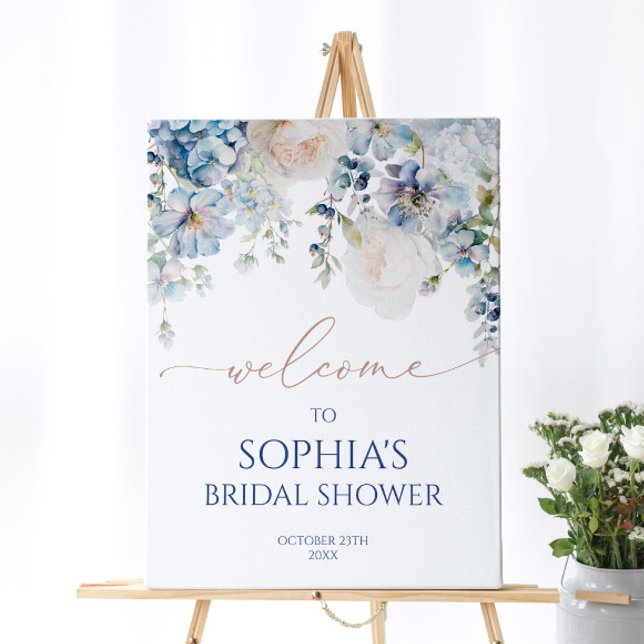 Elegant Blue Hydrangea Bridal Shower Welcome Sign (Creator Uploaded)